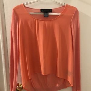 Peach Long-sleeve Blouse/Top